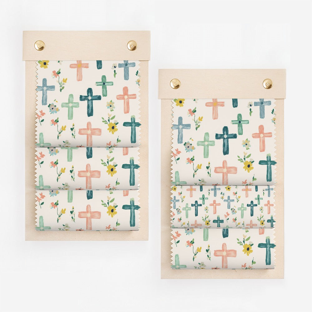 Pastel Floral Cross Seamless Pattern, Seamless Easter Cross Pattern, Baby Girl Cross Background, Seamless Christian Pattern Commercial Use