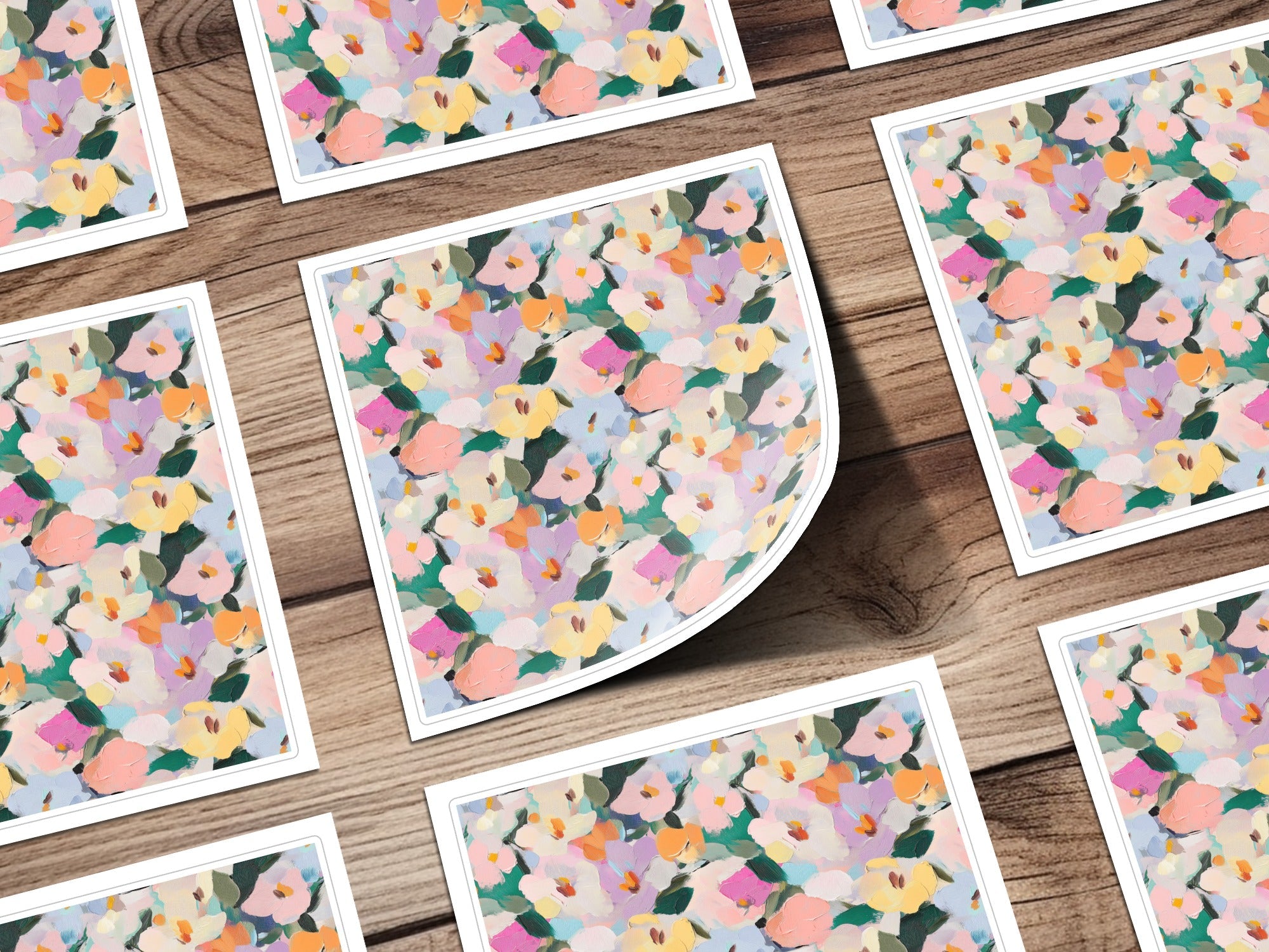 Pastel Floral Digital Paper, Abstract Spring Flowers Pattern, Pink Yellow Blue, Seamless Texture, Scrapbooking Paper, Fabric Design