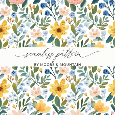 Pastel Floral Watercolor Pattern Design Background Digital