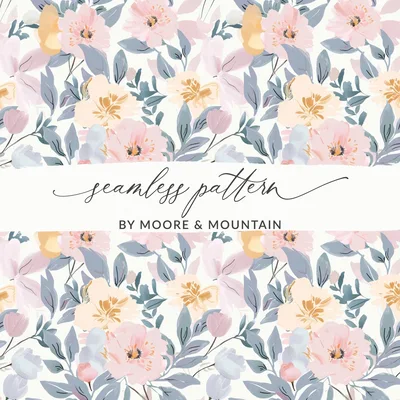 Pastel Modern Delicate Floral Blooms Pattern Subtle Colors for Home Decor