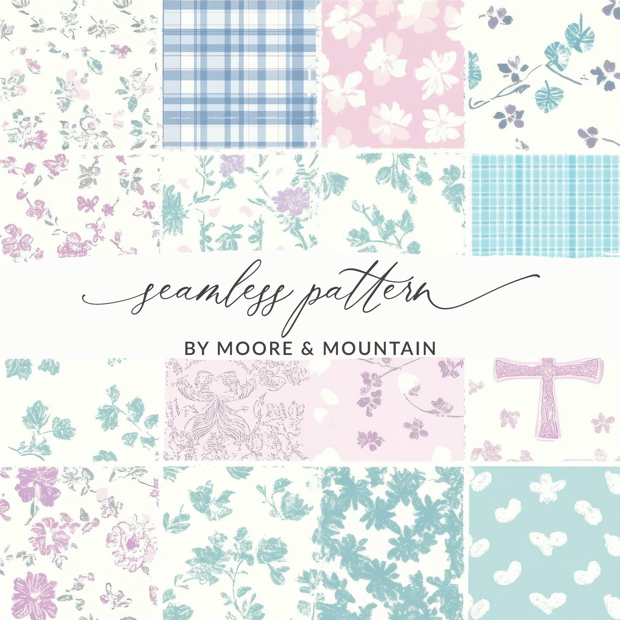 Pastel Patchwork Background, Seamless Patchwork Digital Paper, Quilted Squares Seamless Background JPEG Pattern for Commercial Use