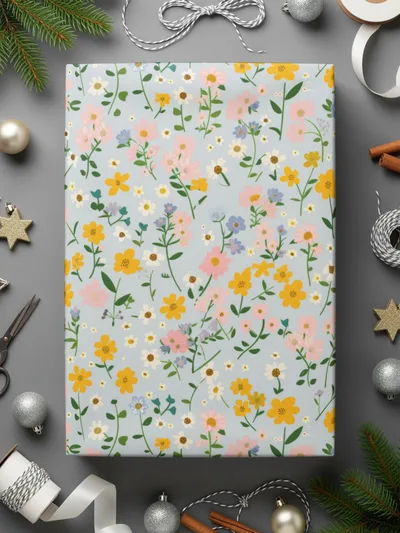 Pastel Seamless Wildflower Field Sublimation Design For Commercial Use