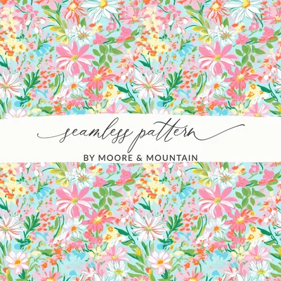 Pastel Spring Floral Light Pink Preppy Seamless Pattern