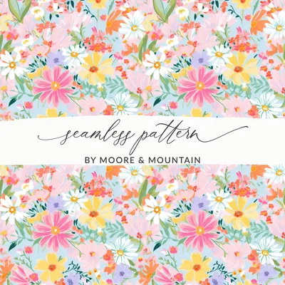 Pastel Spring Floral Multicolored Preppy Seamless Digital