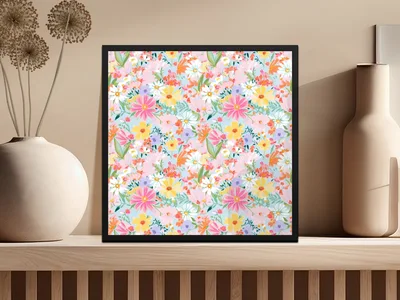 Pastel Spring Floral Multicolored Preppy Seamless Digital