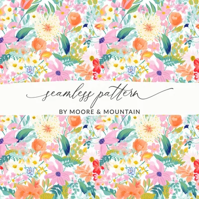 Pastel Spring Floral Preppy Seamless Pattern Multicolored