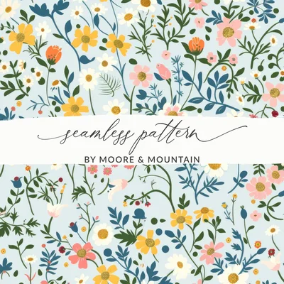Pastel Spring Wildflowers Pattern Seamless Allover Pattern