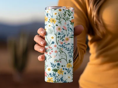 Pastel Spring Wildflowers Pattern Seamless Allover Pattern