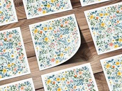 Pastel Spring Wildflowers Pattern Seamless Allover Pattern