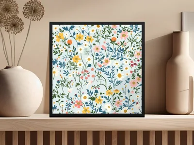 Pastel Spring Wildflowers Pattern Seamless Allover Pattern