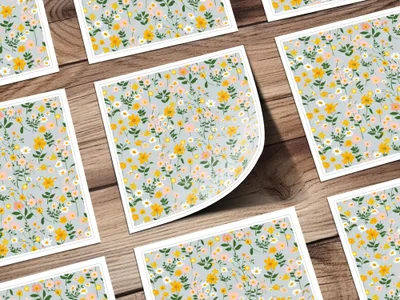 Pastel Spring Wildflowers Pattern Seamless Allover Pattern Digital