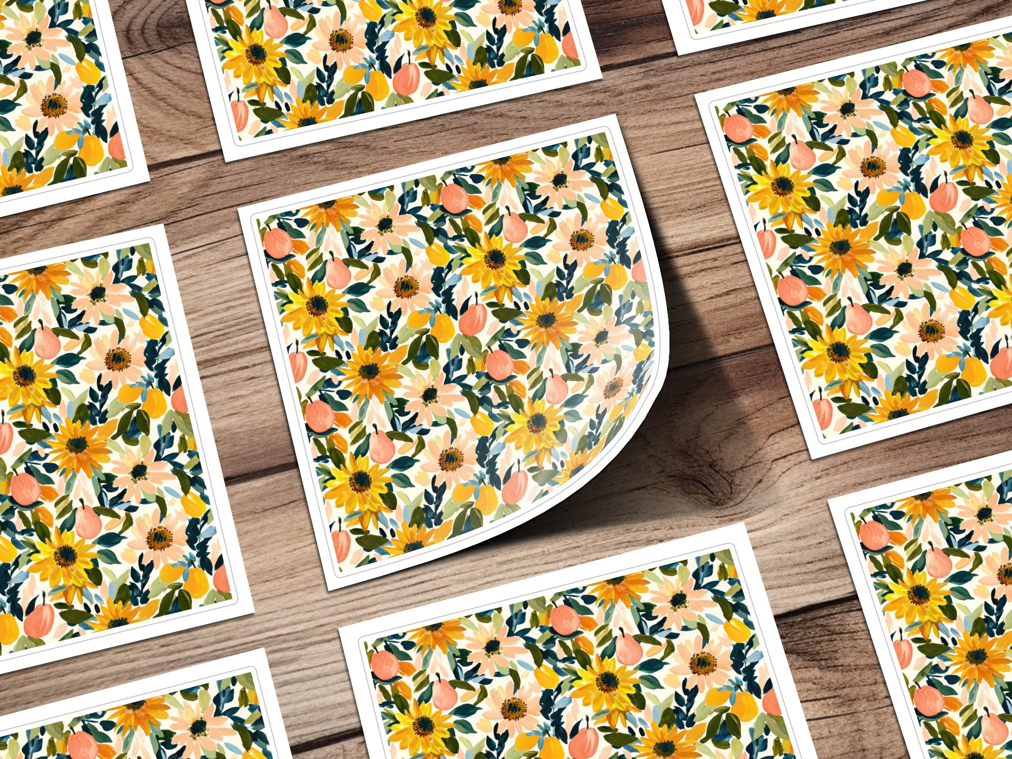 Pastel Yellow Gouache Sunflowers Seamless Fall Floral Design