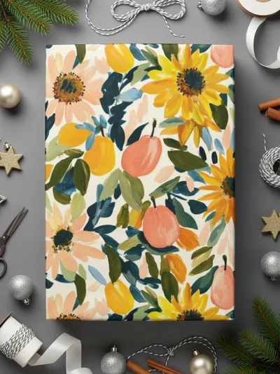 Pastel Yellow Gouache Sunflowers Seamless Fall Floral Design