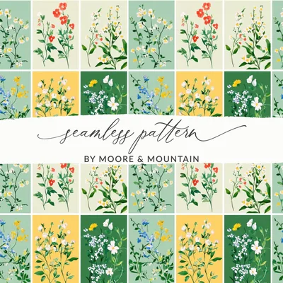 Patchwork Floral Seamless Delicate Flowers Seamless Pattern Watercolor Style Floral Background