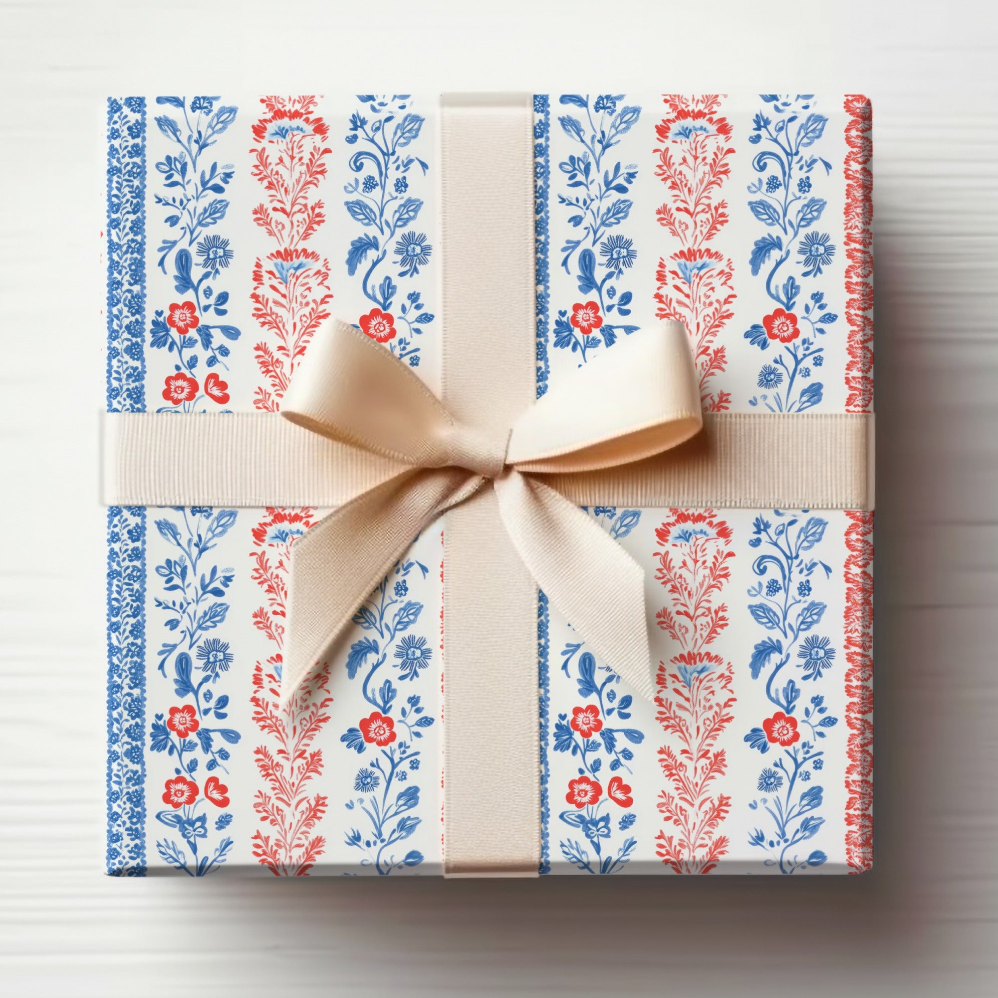 Patriotic Floral Seamless Pattern Digital, USA July 4th Design, Red White Blue Flowers, Repeatable Texture
