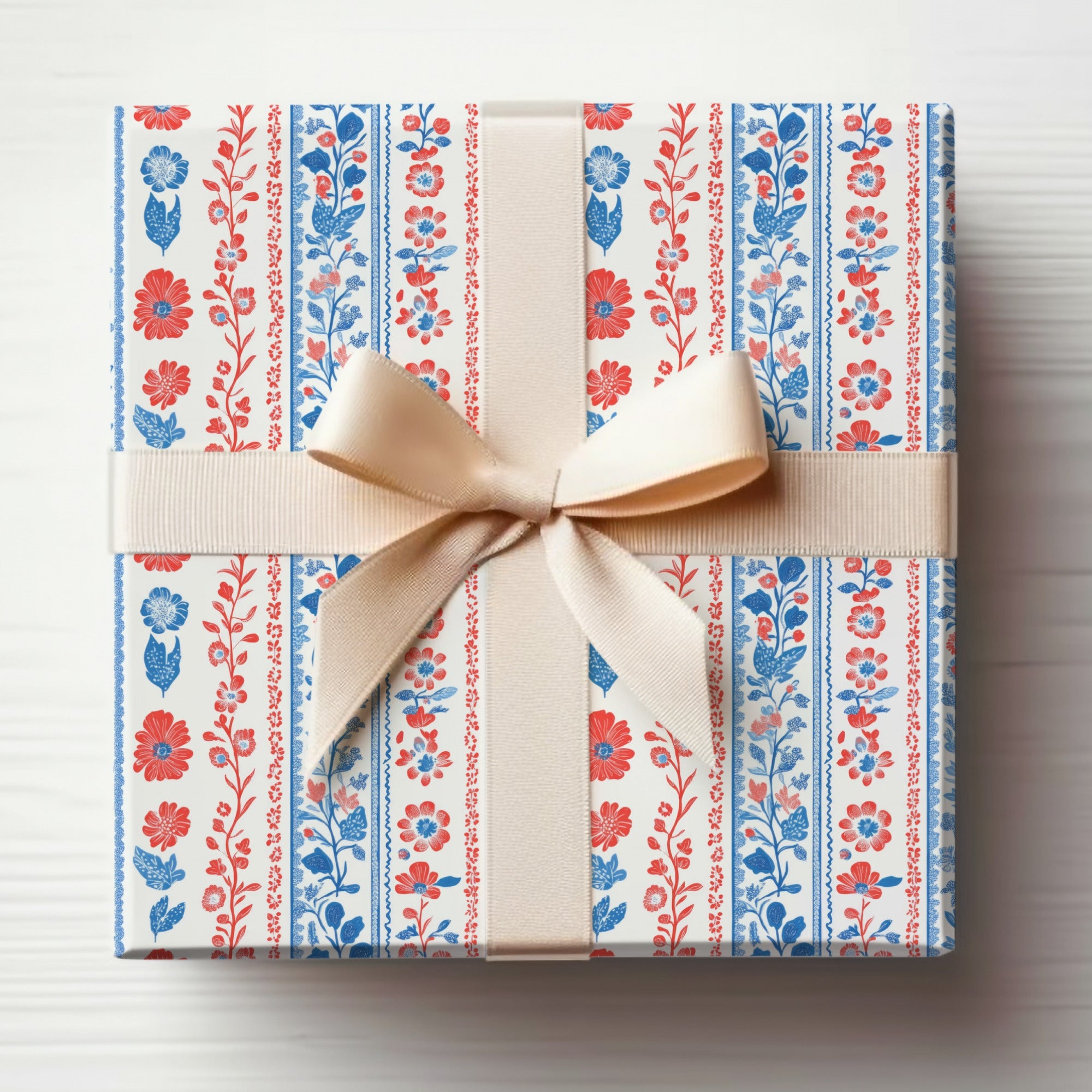 Patriotic Floral Seamless Pattern USA, July 4th Digital Download, Red White Blue Repeat Pattern, Surface Design, Fabric Design