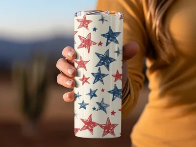 Patriotic Star Seamless Pattern, Red White Blue Digital Paper, 4th of July Printable Fabric Design, Scrapbooking Background Download