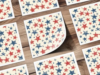 Patriotic Star Seamless Pattern, Red White Blue Digital Paper, 4th of July Printable Fabric Design, Scrapbooking Background Download