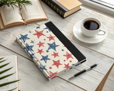 Patriotic Star Seamless Pattern, Red White Blue Digital Paper, 4th of July Printable Fabric Design, Scrapbooking Background Download