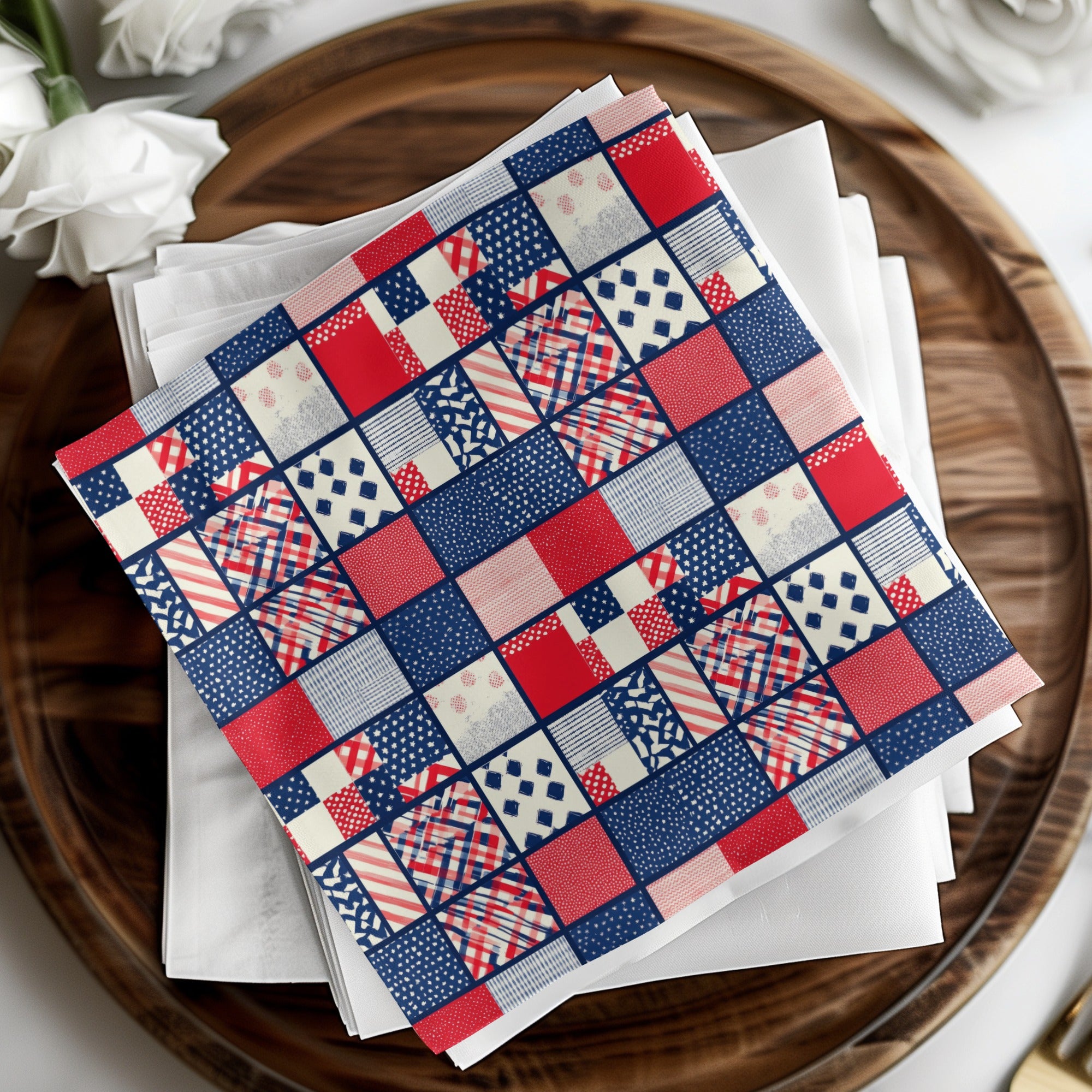 Patriotic USA Seamless Pattern Digital Download, July 4th Fabric Design, Red White and Blue Print, Fourth of July Digital Paper