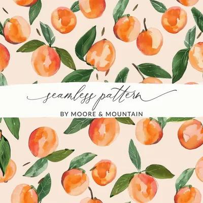 Peach Digital Paper, Watercolor Fruit Pattern, Seamless Peach Background, Summer Pattern Digital Download, Printable Peach Design