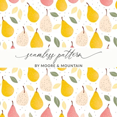 Pear T-Shirt, Seamless File, Fruit Digital, Pear Pattern, Fabric Design, Printable Art, Seamless Pattern, Trendy Apparel, Clothing Design