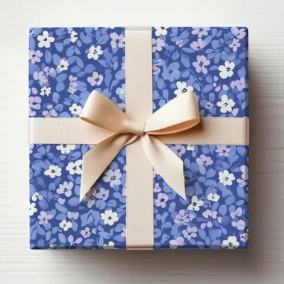 Periwinkle Ditsy Floral Beautiful Flowers On Blue Background Digital