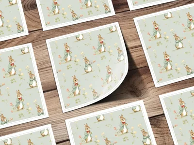 Peter Rabbit Digital Paper, Seamless Bunny Pattern, Floral Repeat Pattern, Spring Easter Fabric Design, Digital Scrapbooking Paper