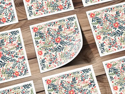 Pine Branches and Winter Berries Christmas Ditsy Floral Seamless Pattern