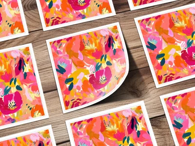Pink Abstract Flowers, Oil Painted Brush Strokes, Digital Art, Floral Digital Paper, Seamless Pattern, Fabric Design, Surface Pattern