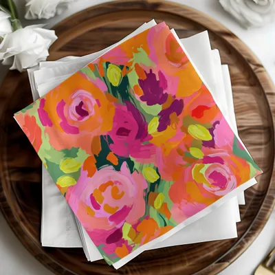 Pink and Orange Oil Painted Brush Strokes, Rose Digital Paper, Seamless Abstract, Modern Floral Pattern, Fabric Design, Digital Download