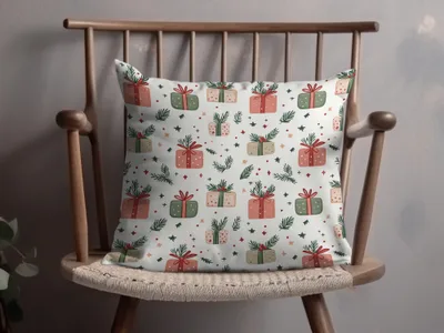 Pink and Sage Green Simple Christmas Presents Seamless Pattern Digital