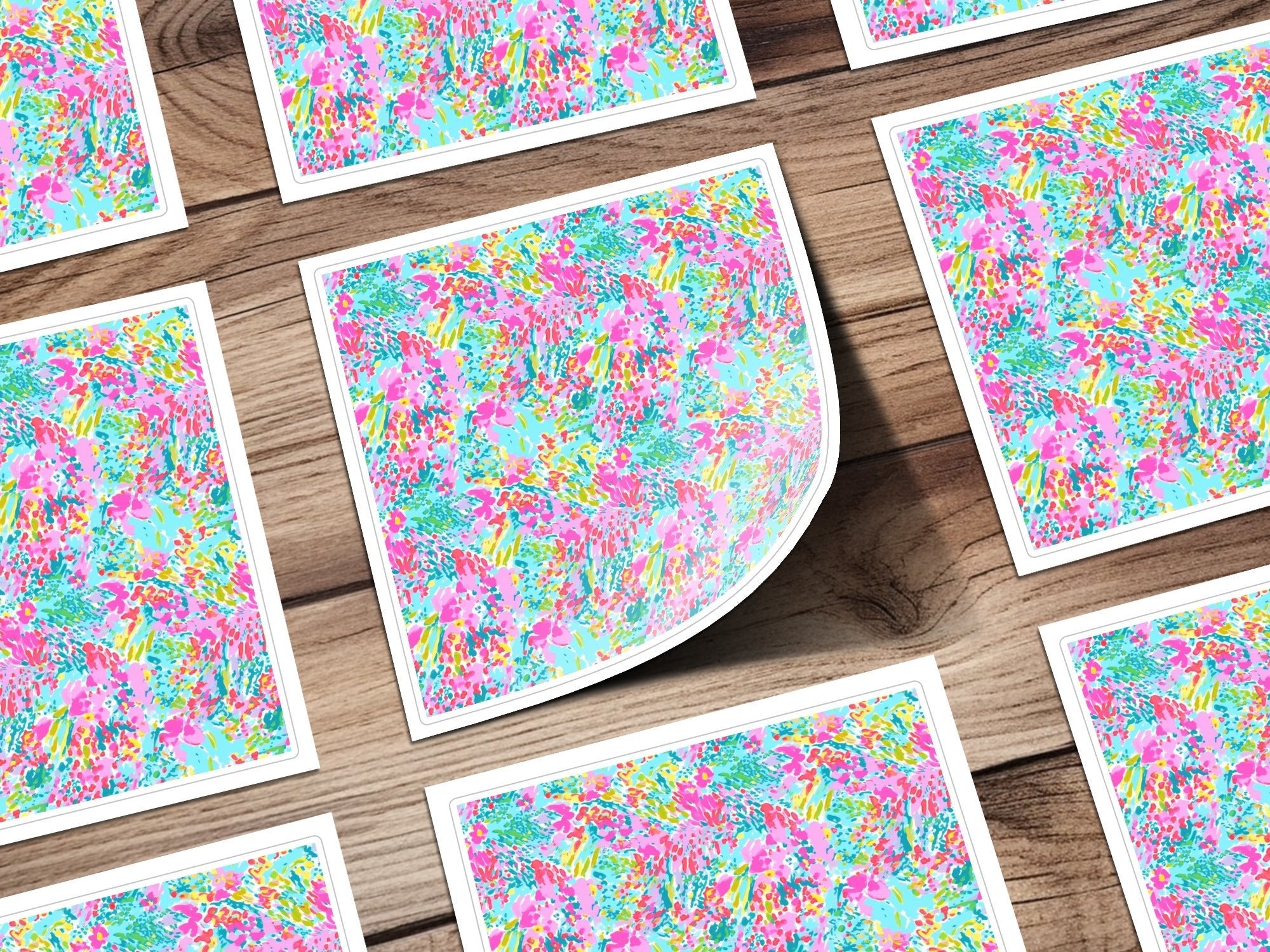 Pink Blue Floral Pattern Digital Paper, Abstract Flower Design, Colorful Background, Vibrant Floral Illustration, Summer Digital Print