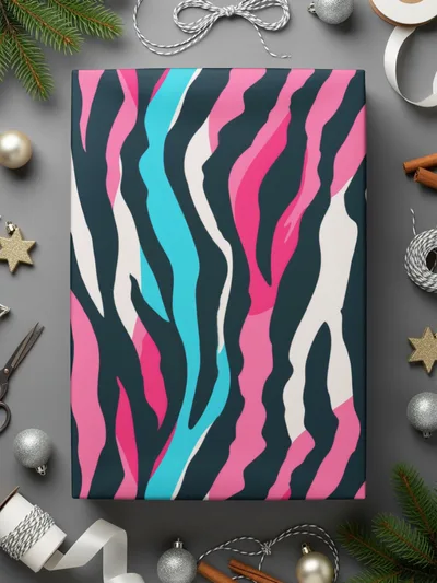 Pink Blue White Seamless Zebra Stripes Wild Animal Print
