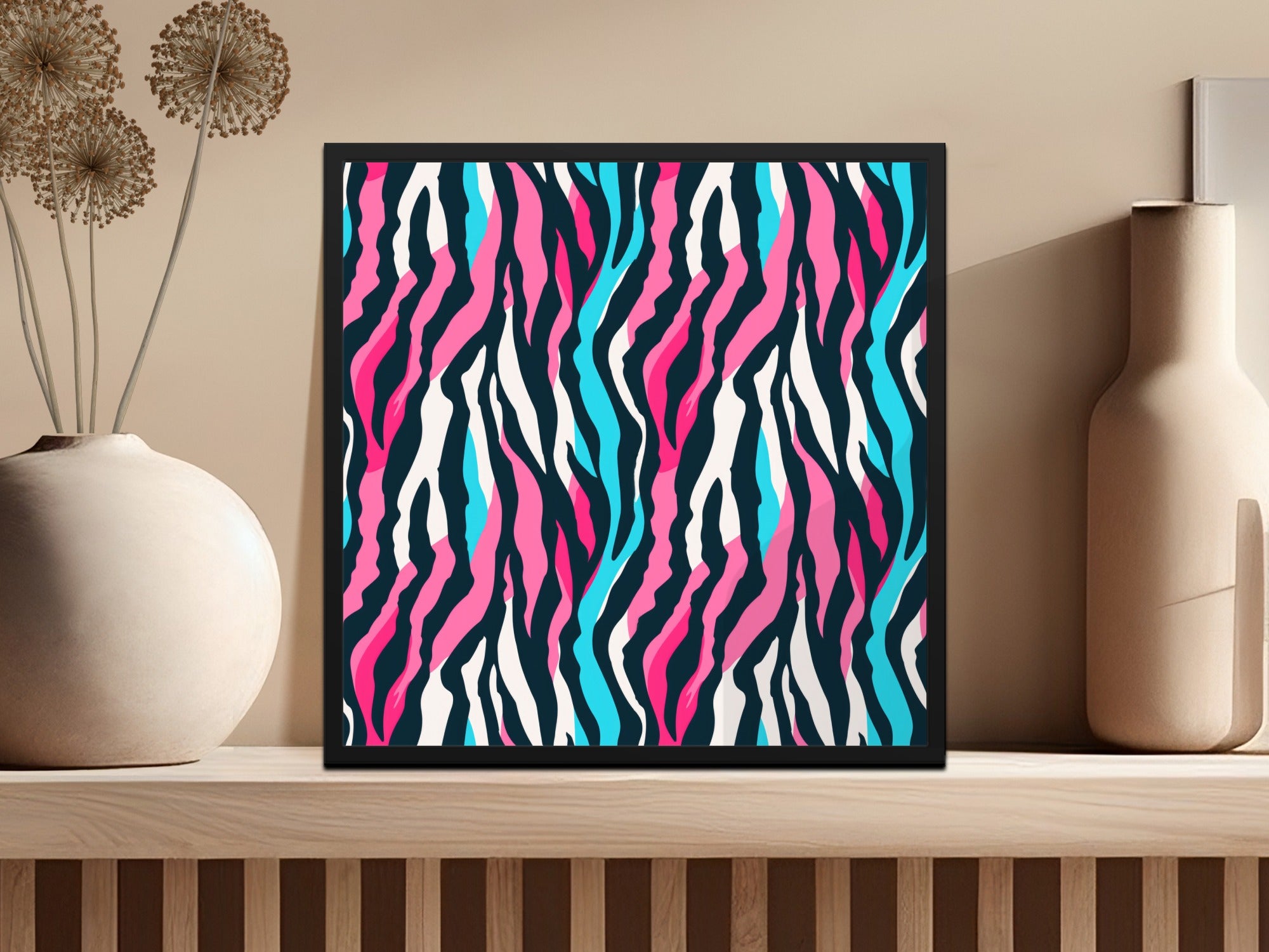Pink Blue White Seamless Zebra Stripes Wild Animal Print