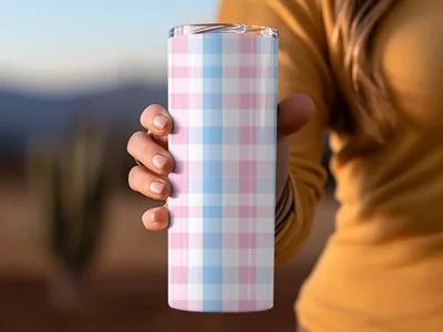 Pink Blue White Spring Plaid Pattern for Backgrounds Digital