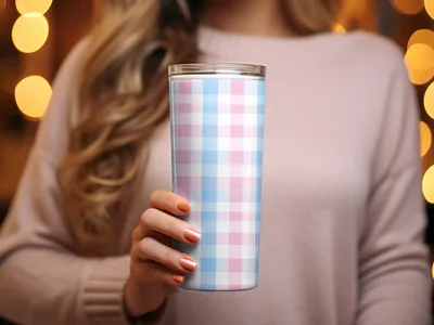 Pink Blue White Spring Plaid Pattern for Backgrounds Digital
