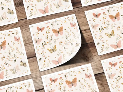 Pink Boho Seamless Butterflies Girly Dusty Pink Butterflies Modern Pattern Digital