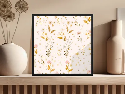 Pink Boho Seamless Leaf Branches Pattern Modern Wildflowers Pastel Floral