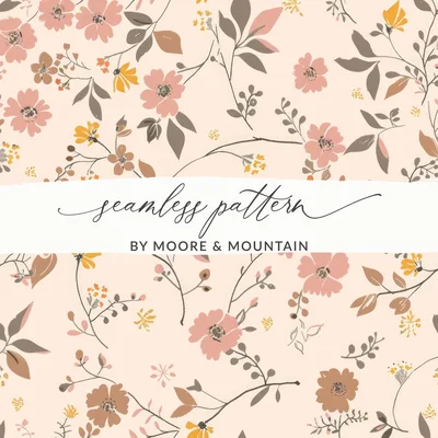Pink Boho Seamless Wildflower Multicolored Watercolor Field