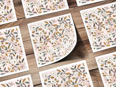 Pink Boho Seamless Wildflower Pastel Floral Design Digital