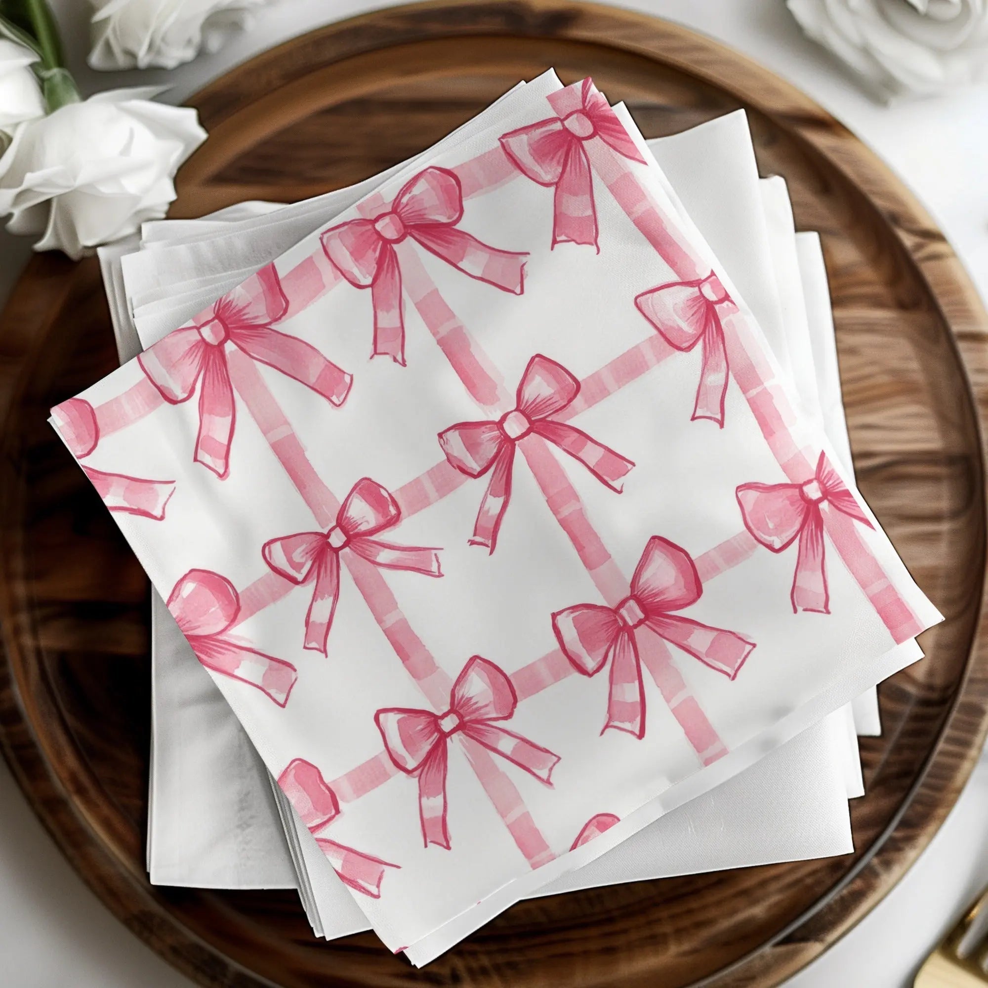 Pink Bow Seamless Pattern, Digital Paper, Plaid Bows, Gift Wrap Design, Scrapbooking, Fabric Design, Printable Digital Download