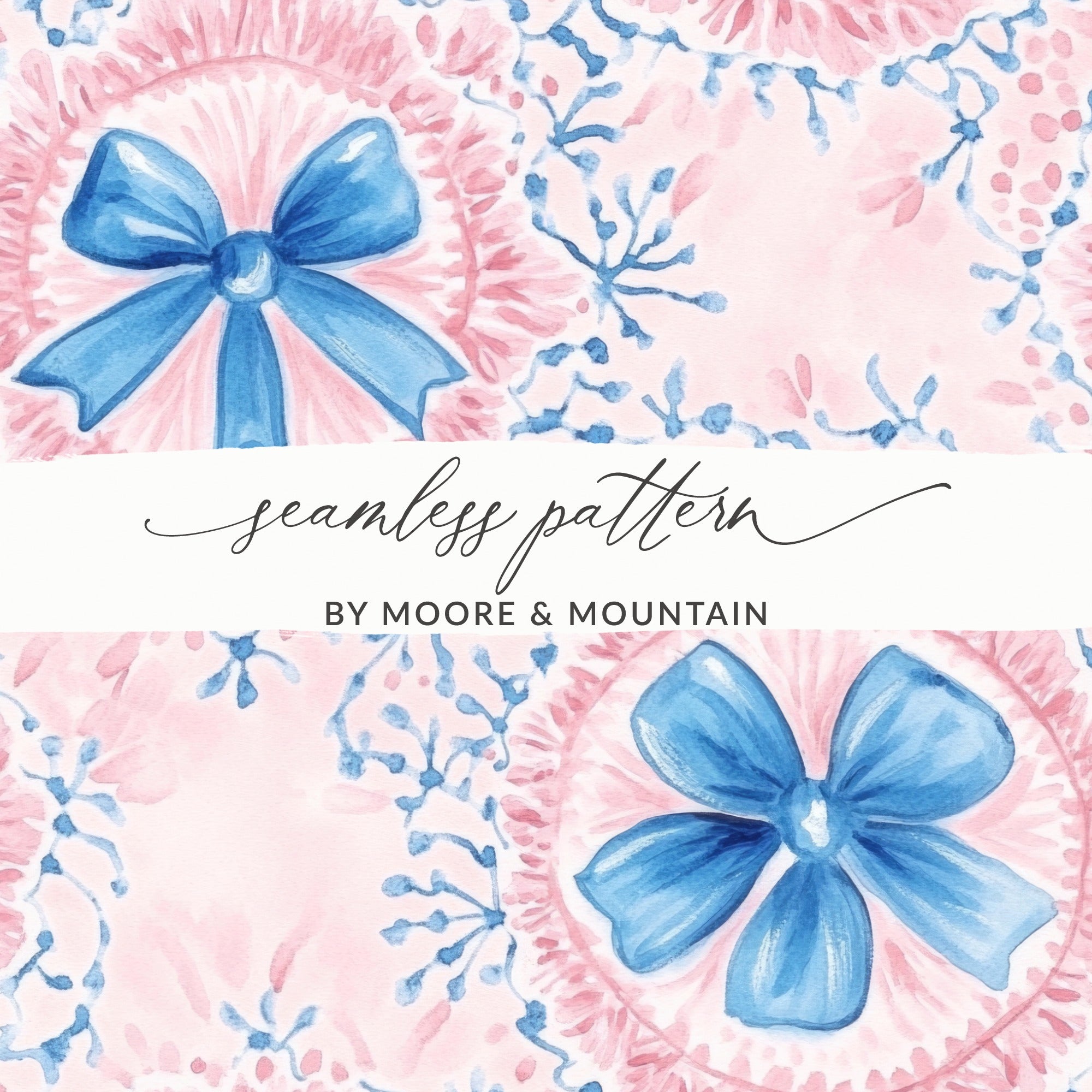 Pink Bows Seamless Grandmillenial Digital