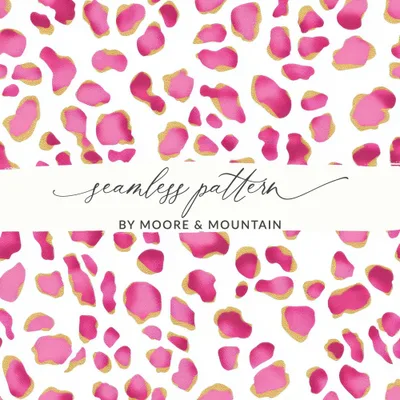 Pink Cheetah Print, Seamless Pattern, Digital Paper, Pink and Gold Animal Print, Commercial Use, Leopard Print, Digital Download