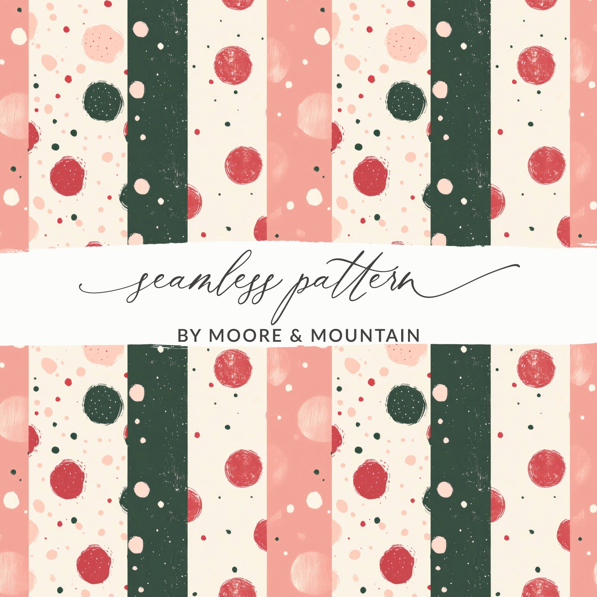 Pink Christmas Seamless Stripes and Dots Pattern for Commercial Use Digital