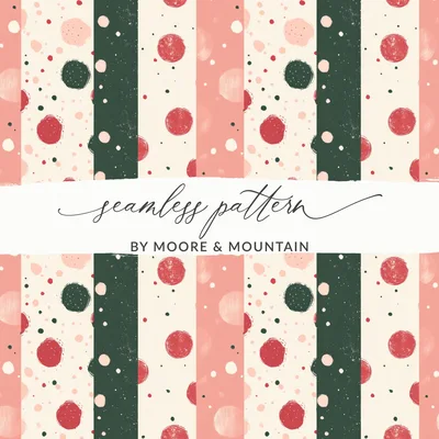 Pink Christmas Seamless Stripes and Dots Pattern for Commercial Use Digital