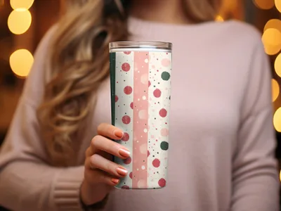Pink Christmas Seamless Stripes and Dots Pattern for Commercial Use Digital