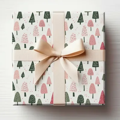 Pink Christmas Seamless Winter Forest Pattern for Commercial Use Digital
