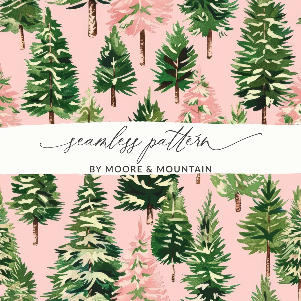 Seamless Pink Christmas Tree Pattern