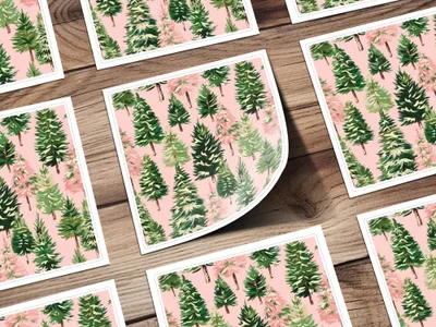 Seamless Pink Christmas Tree Pattern